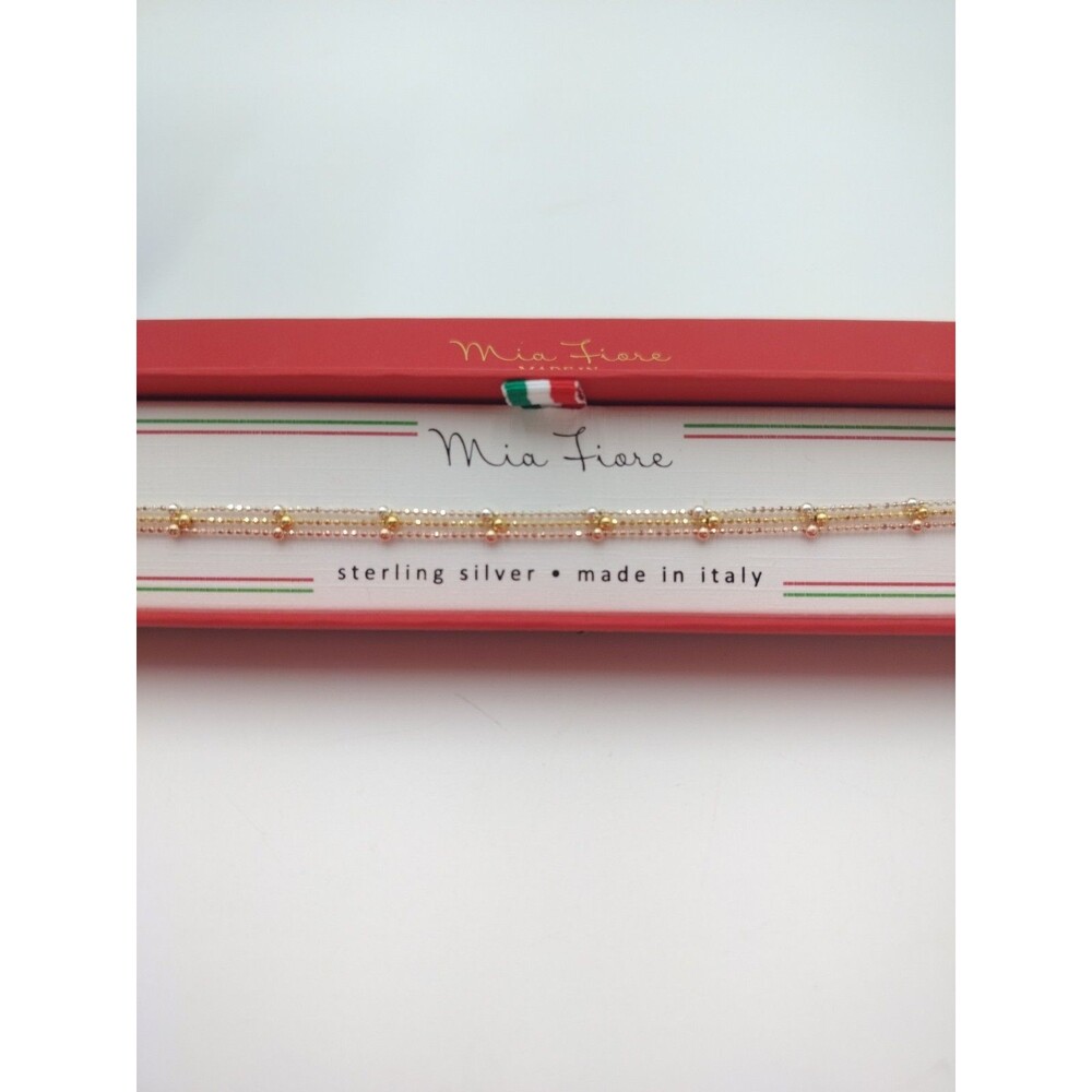 MIA FIORE sterling silver delicate multi chain ball/bead bracelet italy 3 Tone